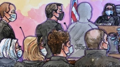 Nima Momeni appears before Judge Christine Van Aken in a courtroom sketch in San Francisco, California. (REUTERS)
