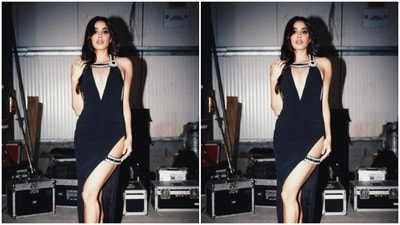 Janhvi added more bling to her look in silver stilettos as she posed like a diva for the photoshoot.&nbsp; (Instagram/@janhvikapoor)