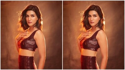 Assisted by makeup artist Adrian Jacobs, Kriti decked up in nude eyeshadow, black eyeliner, mascara-laden eyelashes, drawn eyebrows, contoured cheeks and a shade of nude lipstick.&nbsp; (Instagram/@kritisanon)