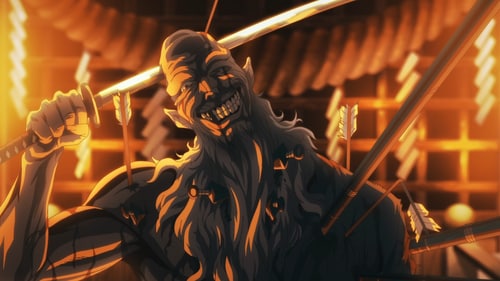 The episode starts with the introduction of the Chief of Iwagakure village, the father of Gabimaru's wife, who apparently acquired an immortal medicine from a faraway land (MAPPA) The episode starts with the introduction of the Chief of Iwagakure village, the father of Gabimaru's wife, who apparently acquired an immortal medicine from a faraway land (MAPPA)