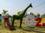 Beautification work being done as part of preparations for upcoming meetings related to G20 Summit in Varanasi. Beautification work being done as part of preparations for upcoming meetings related to G20 Summit in Varanasi.