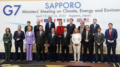 The delegates attend the photo session of G7 Ministers' Meeting on Climate, Energy and Environment in Sapporo, Japan. (Reuters)