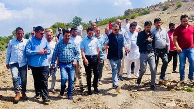 J&K mining department secretary Amit Sharma along with a team of officials inspects the site of lithium reserves in J&K’s Reasi district on Saturday (HT photo) J&K mining department secretary Amit Sharma along with a team of officials inspects the site of lithium reserves in J&K’s Reasi district on Saturday (HT photo)