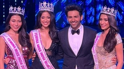 Nandini Gupta won Miss India 2023 title. The 19-year-old hails from Kota, Rajasthan, and bagged the coveted crown in a grand ceremony last night. Pictures and videos from the occasion made it to social media featuring Nandini's crowning moment, Kartik Aaryan's photos with the winners, and more. Keep scrolling to see all the snippets from the beauty pageant. (Instagram) Nandini Gupta won Miss India 2023 title. The 19-year-old hails from Kota, Rajasthan, and bagged the coveted crown in a grand ceremony last night. Pictures and videos from the occasion made it to social media featuring Nandini's crowning moment, Kartik Aaryan's photos with the winners, and more. Keep scrolling to see all the snippets from the beauty pageant. (Instagram)
