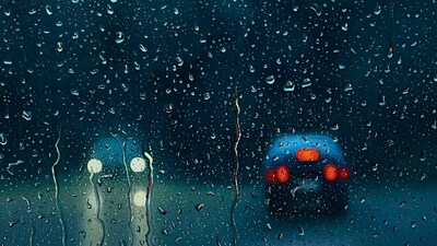 Oil painting of a rainy car window. (Twitter/@ Riona Buthello) Oil painting of a rainy car window. (Twitter/@ Riona Buthello)