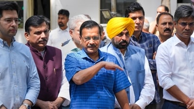 Delhi Chief Minister Arvind Kejriwal addressed a press conference just before his CBI visit for questioning. (PTI) Delhi Chief Minister Arvind Kejriwal addressed a press conference just before his CBI visit for questioning. (PTI)