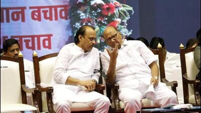 Nationalist Congress Party leaders Ajit Pawar and Sharad Pawar. (Photo by Rahul Raut/HT Photo) Nationalist Congress Party leaders Ajit Pawar and Sharad Pawar. (Photo by Rahul Raut/HT Photo)