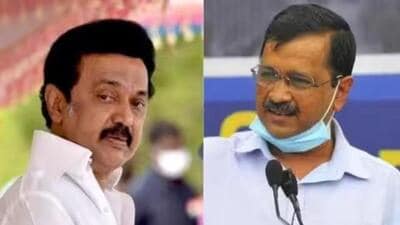 Tamil Nadu chief minister M K Stalin and his Delhi counterpart Arvind Kejriwal. (File Photos) Tamil Nadu chief minister M K Stalin and his Delhi counterpart Arvind Kejriwal. (File Photos)