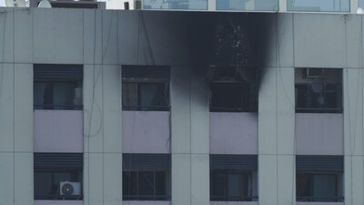 Char marks are seen after an apartment fire in Dubai, United Arab Emirates, Sunday, April 16, 2023. (AP Photo/Jon Gambrell) Char marks are seen after an apartment fire in Dubai, United Arab Emirates, Sunday, April 16, 2023. (AP Photo/Jon Gambrell)