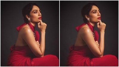 Sobhita played muse to fashion designer Sabyasachi and picked a bright red georgette saree for the pictures.&nbsp; (Instagram/@sobhitad)