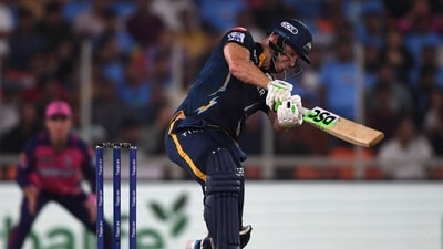 GT lost steam after Pandya's dismissal but David MIller helped them get to a score of 177/7. (AFP) GT lost steam after Pandya's dismissal but David MIller helped them get to a score of 177/7. (AFP)