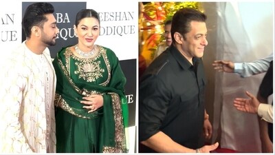 Gauahar Khan with husband Zaid Darbar; Salman Khan arriving for Baba Siddiqui's iftar party. Gauahar Khan with husband Zaid Darbar; Salman Khan arriving for Baba Siddiqui's iftar party.
