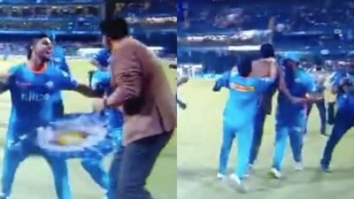Rohit Sharma and Ishan Kishan hijack Zaheer Khan’s interview during MI's wild celebrations Rohit Sharma and Ishan Kishan hijack Zaheer Khan’s interview during MI's wild celebrations