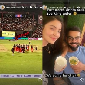 Anushka shared a clip of the team on the field and added a 'victory' gif.