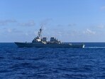 US Navy's Arleigh Burke-class guided-missile destroyer USS Milius (DDG 69) sailing in the South China Sea in 2021. US Navy's Arleigh Burke-class guided-missile destroyer USS Milius (DDG 69) sailing in the South China Sea in 2021.