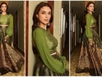 Aditi Rao Hydari is renowned for her refined and classy fashion sense. Presently, she is occupied with the promotional activities of her film Jubilee, and her promotional attires are exuding gracefulness. Be it a black anarkali suit or her most recent appearance in a splendid green blouse and long skirt, the actress is impressing everyone with her sophisticated fashion preferences.