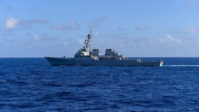 US Navy's Arleigh Burke-class guided-missile destroyer USS Milius (DDG 69) sailing in the South China Sea in 2021. (AFP/Representative image) US Navy's Arleigh Burke-class guided-missile destroyer USS Milius (DDG 69) sailing in the South China Sea in 2021. (AFP/Representative image)