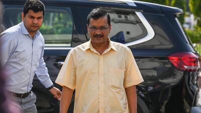 Delhi chief minister of Arvind Kejriwal arrives for special session of Delhi legislative assembly on Monday. The Central Bureau of Investigation questioned him in connection with the Delhi excise policy. (Raj K Raj/HT Photo)