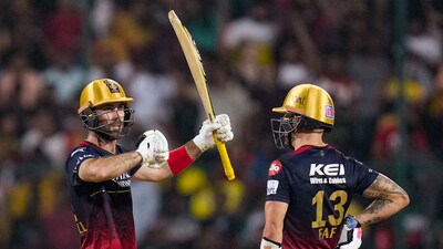 RCB looked like they are going to struggle to challenge but Glenn Maxwell and Faf du Plessis's stunning assault put them in the driver's seat. (PTI) RCB looked like they are going to struggle to challenge but Glenn Maxwell and Faf du Plessis's stunning assault put them in the driver's seat. (PTI)