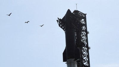 A view of SpaceX's Starship the day before it launches from the Starbase launchpad on an orbital test mission (REUTERS)