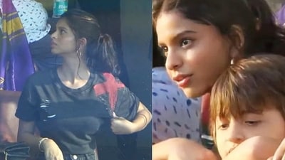Suhana Khan and AbRam Khan at Sunday's match in Mumbai.