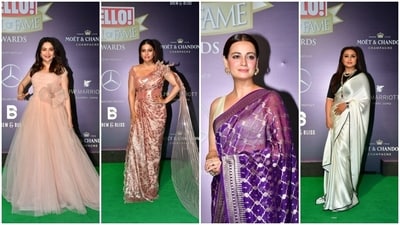 Madhuri Dixit to Kajol, who wore what at Hall of Fame awards (HT Photos/Varinder Chawla) Madhuri Dixit to Kajol, who wore what at Hall of Fame awards (HT Photos/Varinder Chawla)