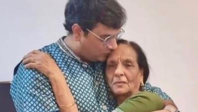 Mukesh Chhabra with his mother who died in April 2023.