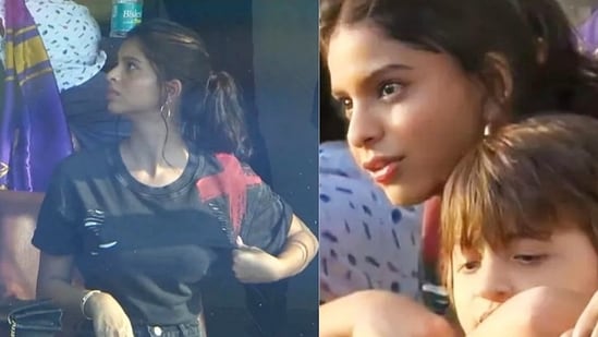 Suhana Khan and AbRam Khan at Sunday's match in Mumbai.