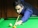 Pankaj Advani during the CCI Classic Invitation Billiards Championship on Tuesday. Pankaj Advani during the CCI Classic Invitation Billiards Championship on Tuesday.