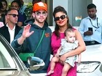 Priyanka Chopra with her husband Nick Jonas and daughter Malti Marie at Mumbai Airport in March. (ANI Photo) Priyanka Chopra with her husband Nick Jonas and daughter Malti Marie at Mumbai Airport in March. (ANI Photo)