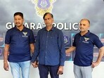 Conman Kiran Patel, who obtained government security by falsely identifying as a PMO official in Jammu and Kashmir, was brought to the Ahmedabad Crime branch from Jammu and Kashmir, in Ahmedabad on Saturday.