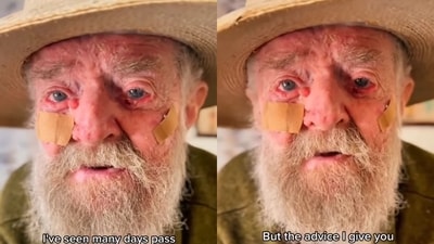 The image shows a 100-year-old man sharing valuable advice. (Instagram/@futureproof_luke) The image shows a 100-year-old man sharing valuable advice. (Instagram/@futureproof_luke)