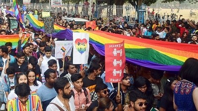 Members of LGBTQ+ community take part in 17th Kolkata Rainbow Pride Walk, in Kolkata. (ANI)
