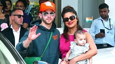 Priyanka Chopra with her husband Nick Jonas and daughter Malti Marie at Mumbai Airport in March. (ANI Photo) (ANI) Priyanka Chopra with her husband Nick Jonas and daughter Malti Marie at Mumbai Airport in March. (ANI Photo) (ANI)