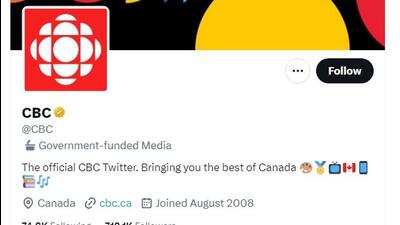 CBC, the Canadian state network, has been labelled as ‘government-funded media’ by Twitter. (Elon Musk/Twitter)