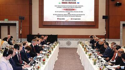 External affairs minister S Jaishankar co-chaired the 24th session of India-Russia Intergovernmental Commission for Trade, Economic, Scientific and Cultural Cooperation with Russia deputy prime minister Denis Manturov, in New Delhi (ANI) External affairs minister S Jaishankar co-chaired the 24th session of India-Russia Intergovernmental Commission for Trade, Economic, Scientific and Cultural Cooperation with Russia deputy prime minister Denis Manturov, in New Delhi (ANI)