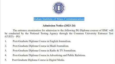 IIMC admission 2023: Application process for 5 PG courses ends tomorrow IIMC admission 2023: Application process for 5 PG courses ends tomorrow