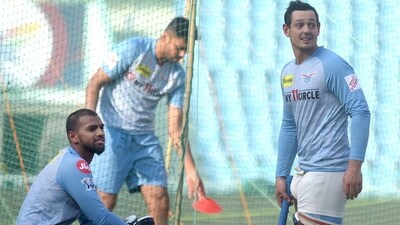 LSG dream XI picks vs RR: Nicholas Pooran and Quinton de Kock during a practice session at Ekana Stadium in Lucknow (HT Photo) LSG dream XI picks vs RR: Nicholas Pooran and Quinton de Kock during a practice session at Ekana Stadium in Lucknow (HT Photo)