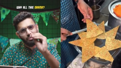 Vlogger reacts to mouth freshener dosa. (Instagram/@thekurtaguy) Vlogger reacts to mouth freshener dosa. (Instagram/@thekurtaguy)