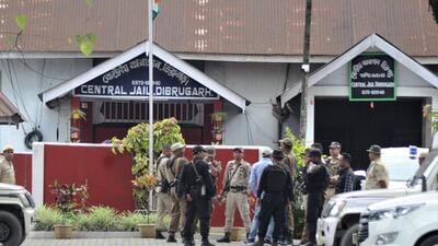 Security personnel at Assam’s Dibrugarh Central Jail. (PTI) Security personnel at Assam’s Dibrugarh Central Jail. (PTI)
