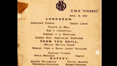 Titanic food menu. (Instagram/@Taste Atlas) Titanic food menu. (Instagram/@Taste Atlas)