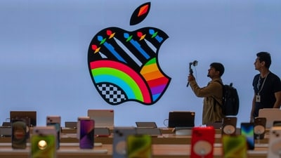iPhones on display during a press preview ahead of the launch of India's first Apple store in Mumbai. iPhones on display during a press preview ahead of the launch of India's first Apple store in Mumbai.