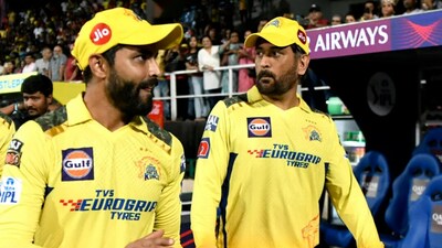 Ravindra Jadeja and MS Dhoni after RCB vs CSK IPL 2023 match (IPL) Ravindra Jadeja and MS Dhoni after RCB vs CSK IPL 2023 match (IPL)