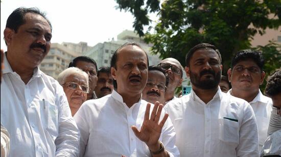 Leader of Opposition in Maharashtra legislative assembly Ajit Pawar addresses the media, in Mumbai. (Bhushan Koyande/ HT Photo)