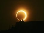 The Hybrid Solar Eclipse occurs when an Eclipse shifts from Total to Annular Eclipse because the moon's shadow moves across the earth's surface. 