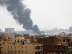 Smoke rises from burning aircraft inside Khartoum Airport during clashes between the paramilitary Rapid Support Forces and the army in Khartoum, Sudan on April 17. 