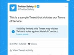 Twitter shared sample screenshot of how "visibility filtering” policy looks. 