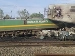 A visual from the accident site where two goods trains derailed in MP's Shahdol. 