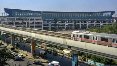 An under-construction station of the Regional Rapid Transit System (RRTS) near Shaheed Sthal Metro station in Ghaziabad. (PTI) An under-construction station of the Regional Rapid Transit System (RRTS) near Shaheed Sthal Metro station in Ghaziabad. (PTI)