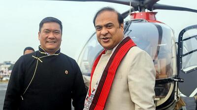 Arunachal Pradesh chief minister Pema Khandu and Assam chief minister Himanta Biswa Sarma have had several rounds of meetings to address the boundary problem. (ANI File Photo)